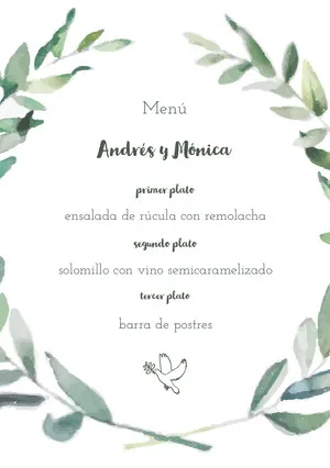 leaf framed wedding menu Menú
