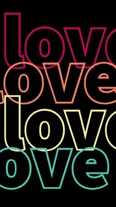 Black Background and Colorful Neon Love Text Instagram Story