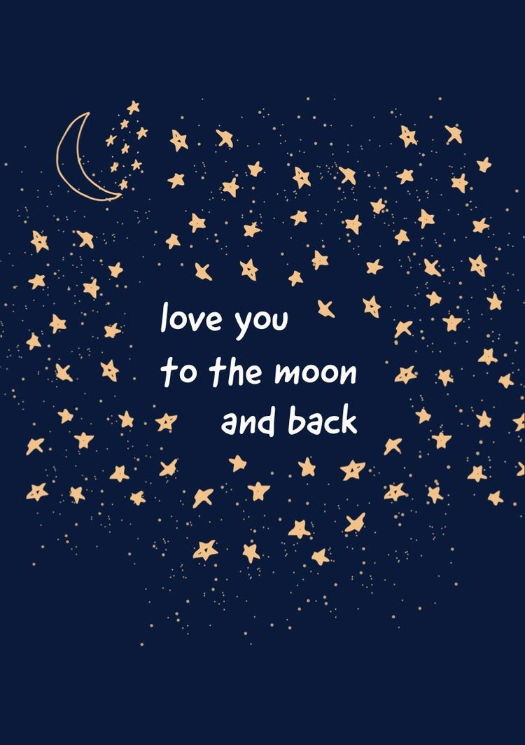 Navy Blue To The Moon and Back Valentines Card
