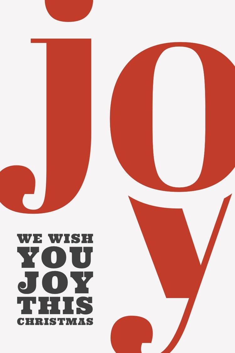 Red And White Joy Holiday Card