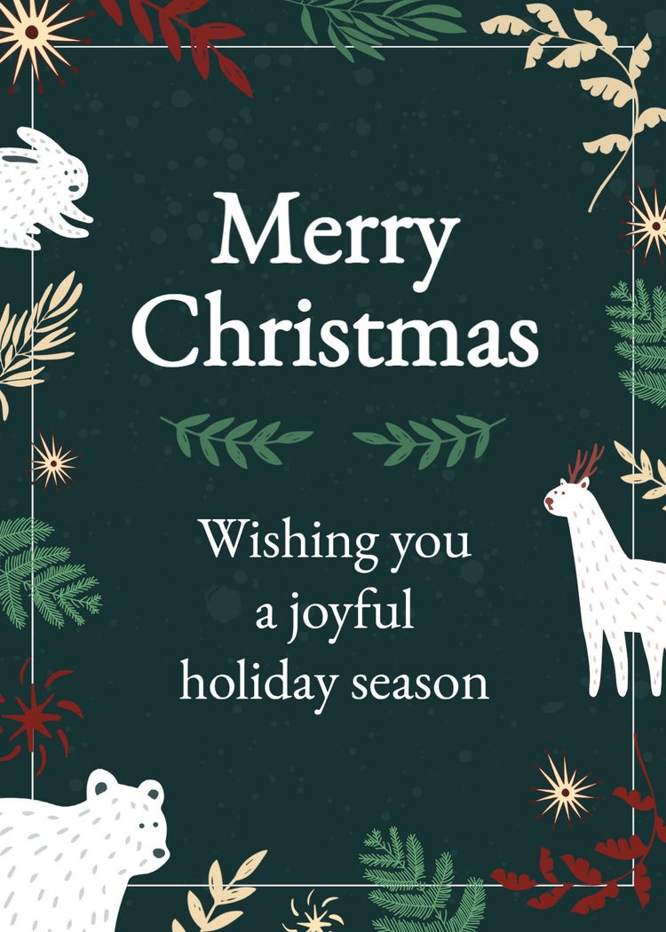 Green & White Merry Christmas Greeting Card