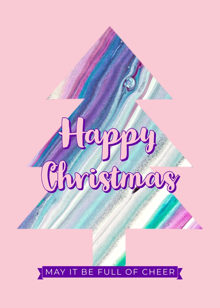Pink Purple Christmas Tree Card