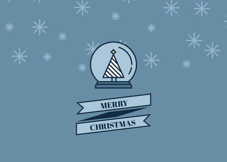 Blue Merry Christmas Card