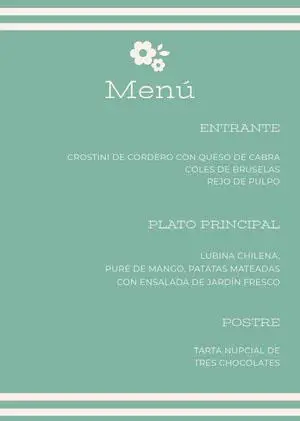 light blue wedding menu  Menú