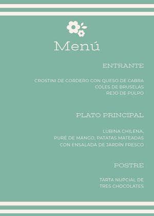 light blue wedding menu Menú