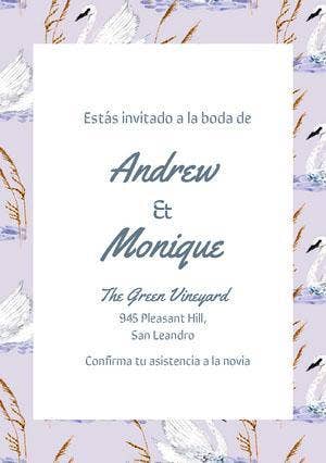 swan patterned wedding cards Invitación de boda