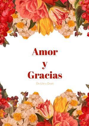 red and yellow floral thank you cards Tarjeta de agradecimiento