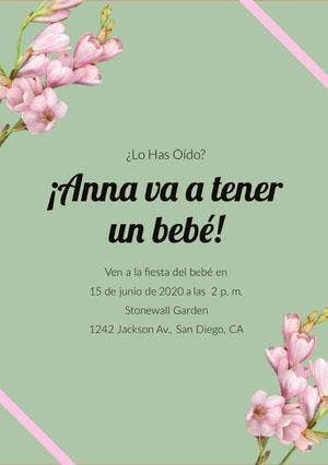 mint green and flower baby shower invitations  Invitación de fiesta de nacimiento
