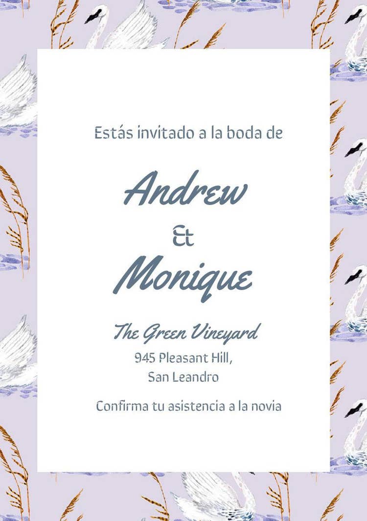 swan patterned wedding cards