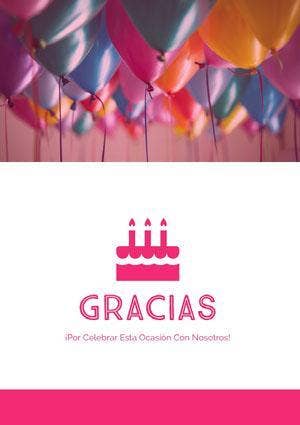 birthday balloons thank you cards Tarjeta de agradecimiento