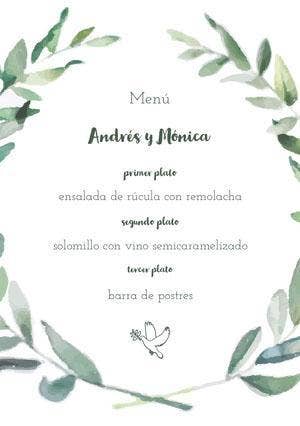 leaf framed wedding menu Menú