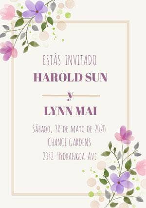 cream and purple floral wedding cards Invitación de boda