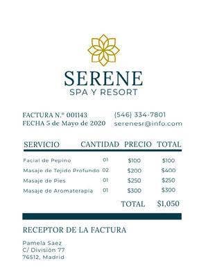 spa and resort invoice Factura