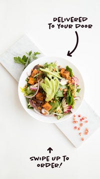 Restaurant Food Delivery Service Instagram Story Ad with Flat Lay Food Photo COVID-19 Re-opening