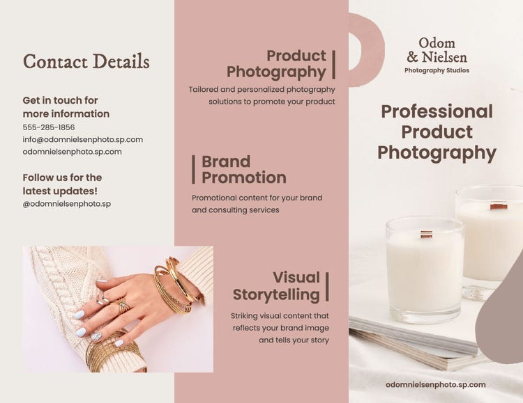 Pink and Cream Product Photography Brochure