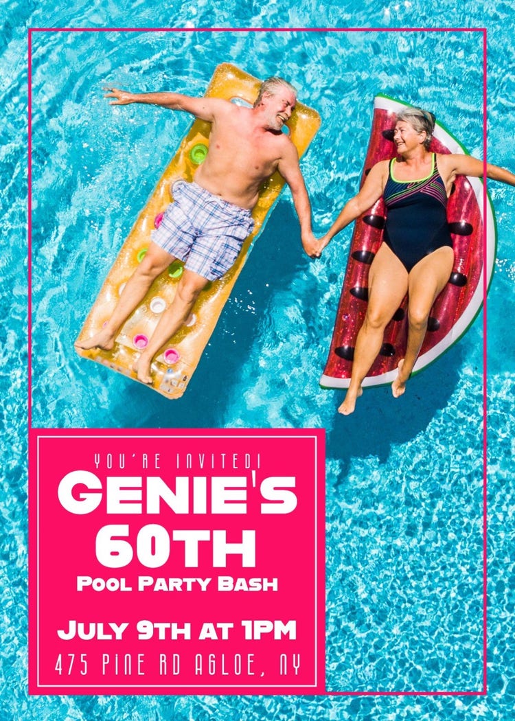 Pink Photo Pool Party Invitation