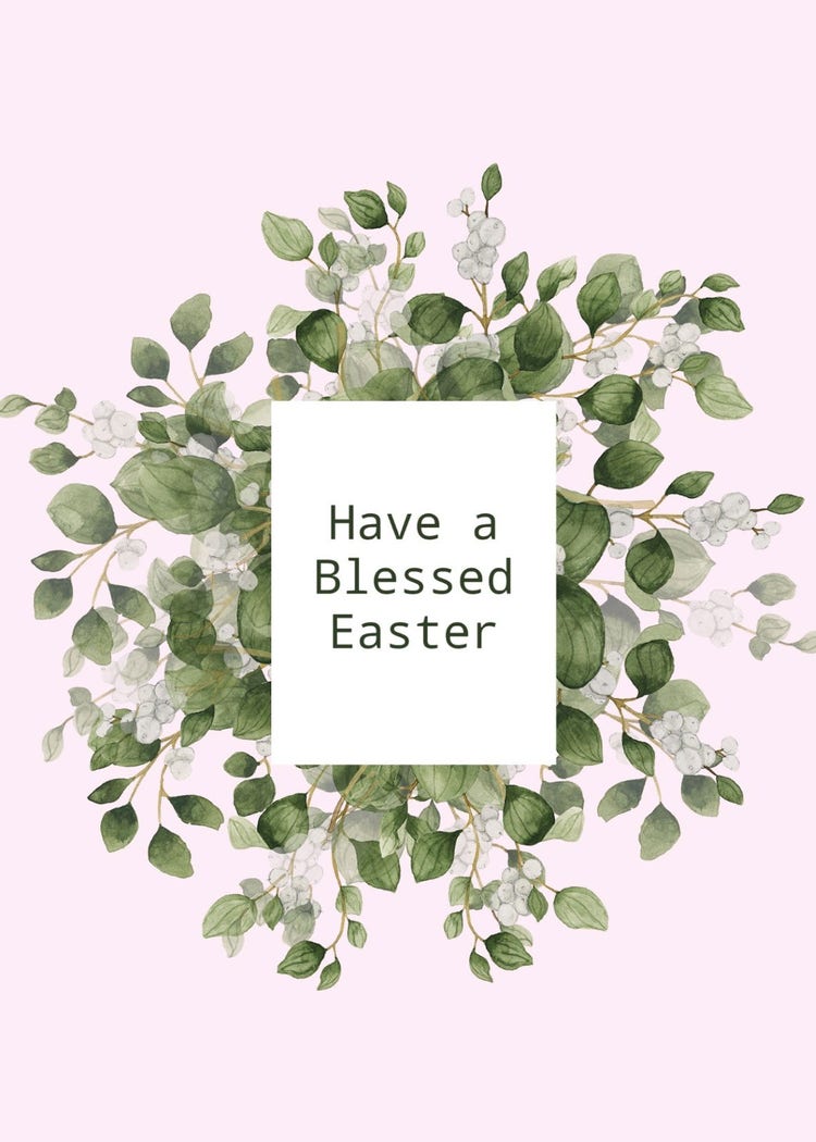 Pink & Green Floral Easter Greeting Card
