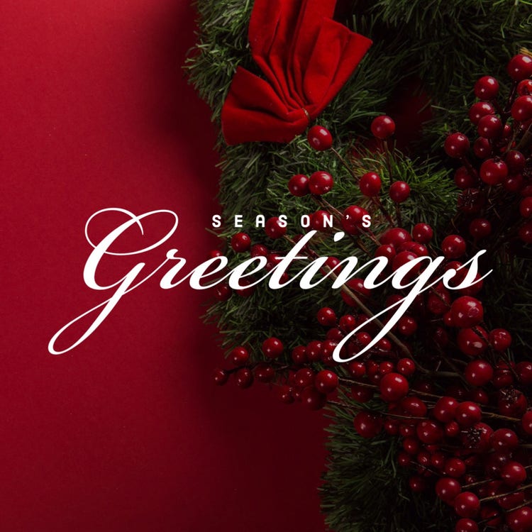 Red and Green Elegant Cursive Christmas Greetings Instagram Post