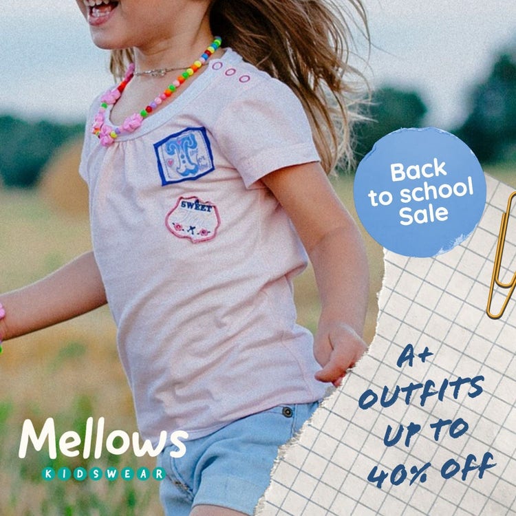 SET Blue and Yellow Fun Back to School Kidswear Sale Facebook Ad