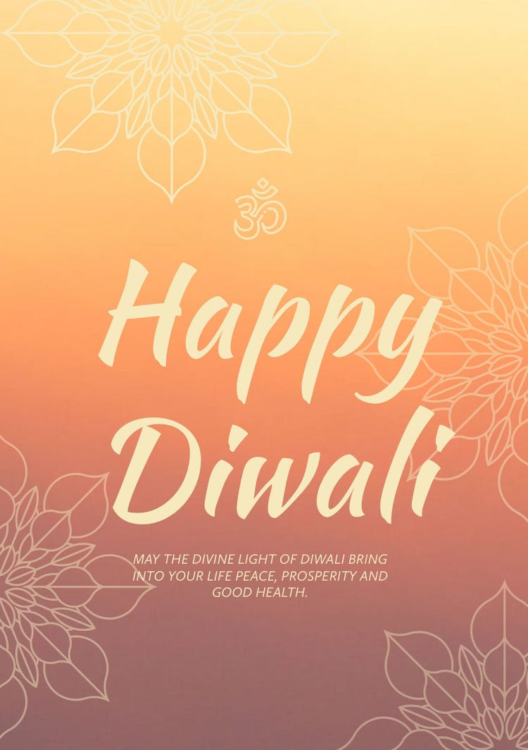 Orange Happy Diwali Greeting Card