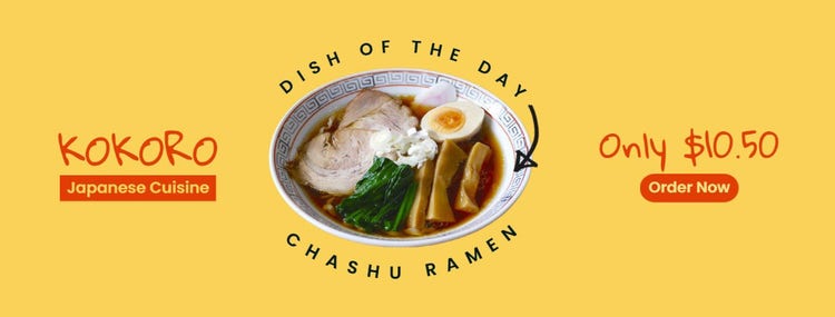 Yellow And Orange Japanese Dish of Day Facebook Page Cover