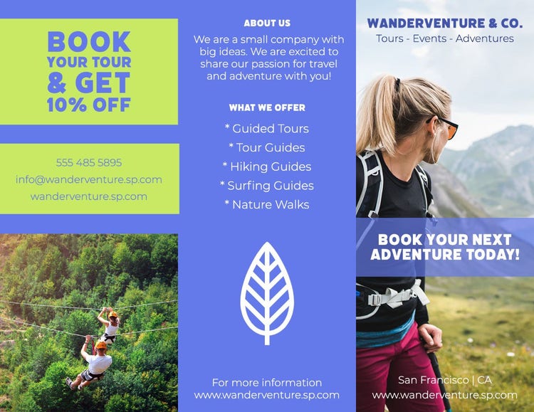 Blue & Green Adventure & Events Brochure