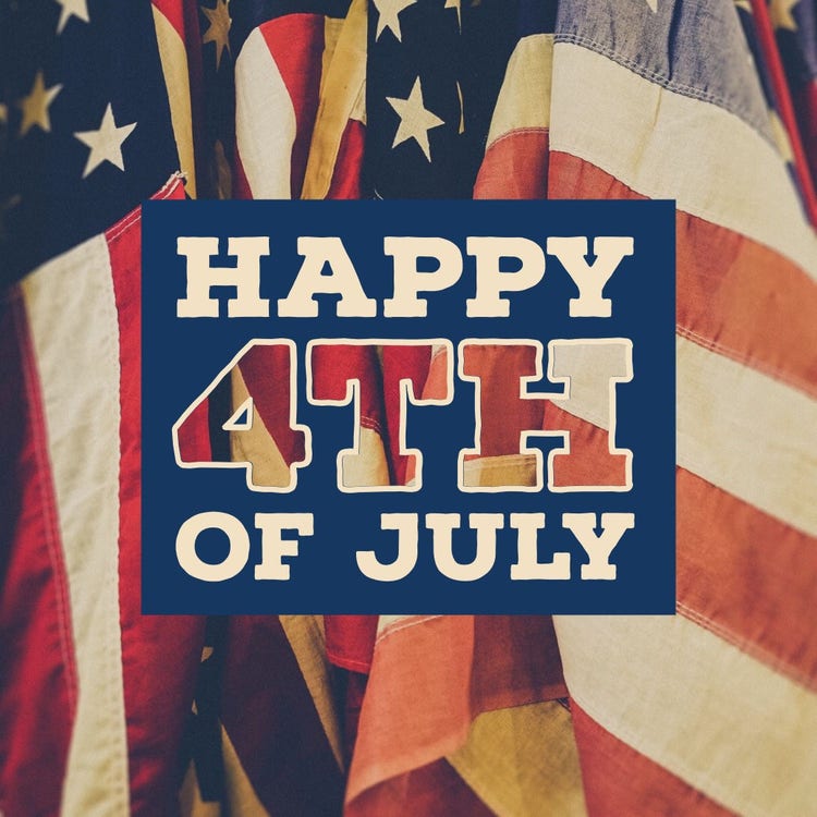 Happy Fourth of July Square Instagram Graphic with American Flag