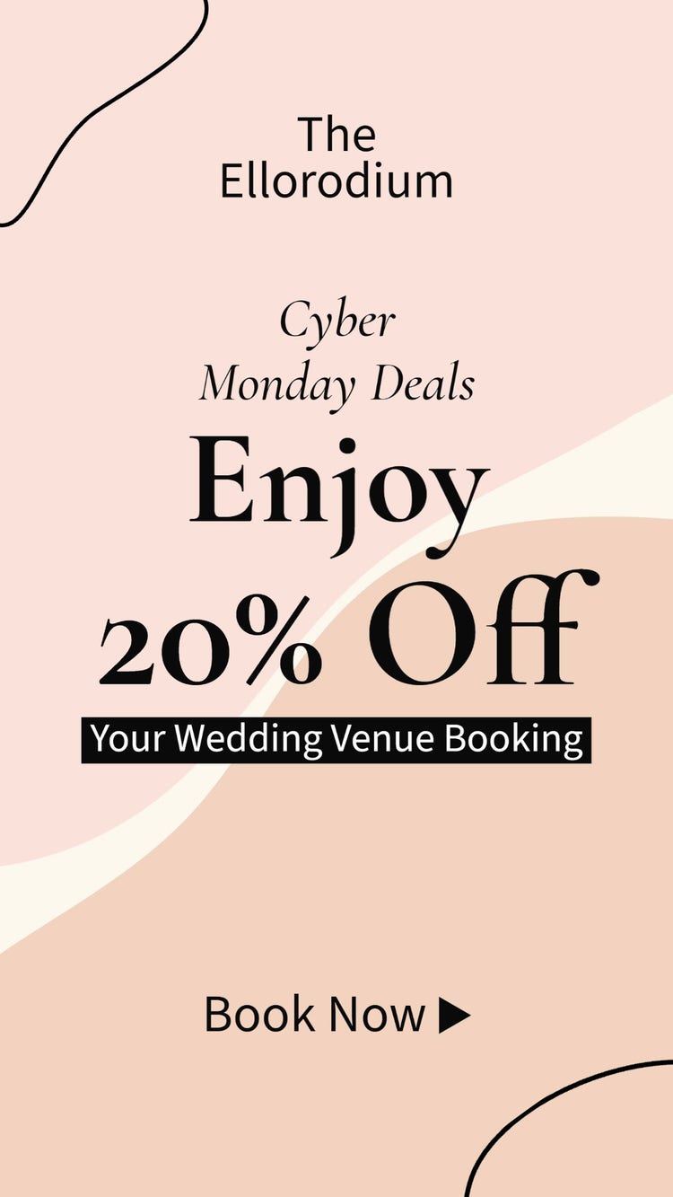 Black, White and Tan Cyber Monday Wedding Venue Deal Instagram Story
