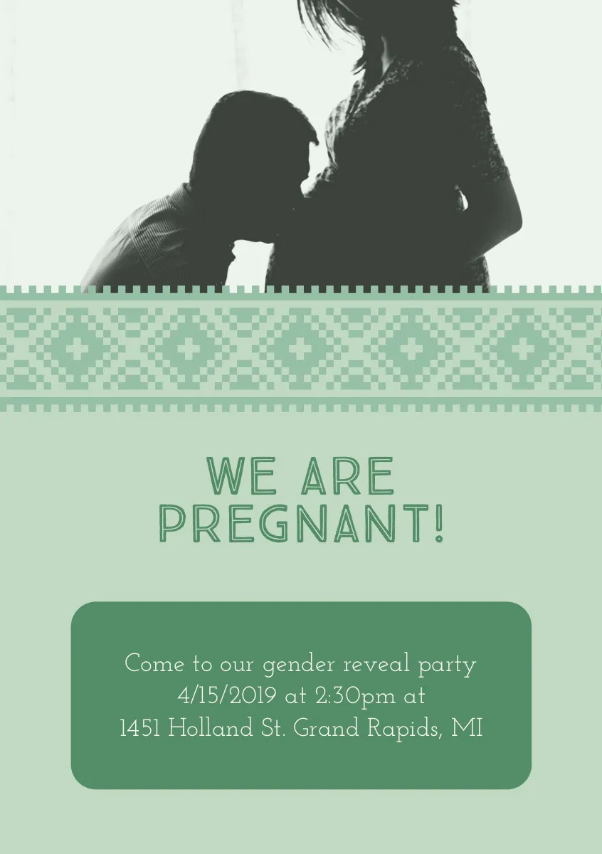 Green Pregnancy Announcement Card