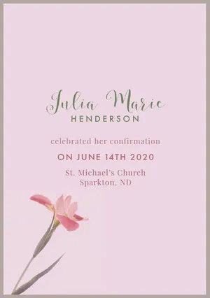 Pink and Green Confirmation Announcement Confirmation Annoucement