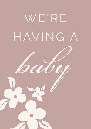 Beige Elegant Floral Pregnancy Announcement Card Pregnancy Announcement