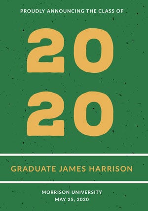 Green and Orange Graduation Announcement Card Graduation Announcement