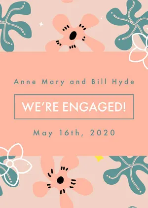 Pink and Navy Blue Engagement Card Engagement Announcement