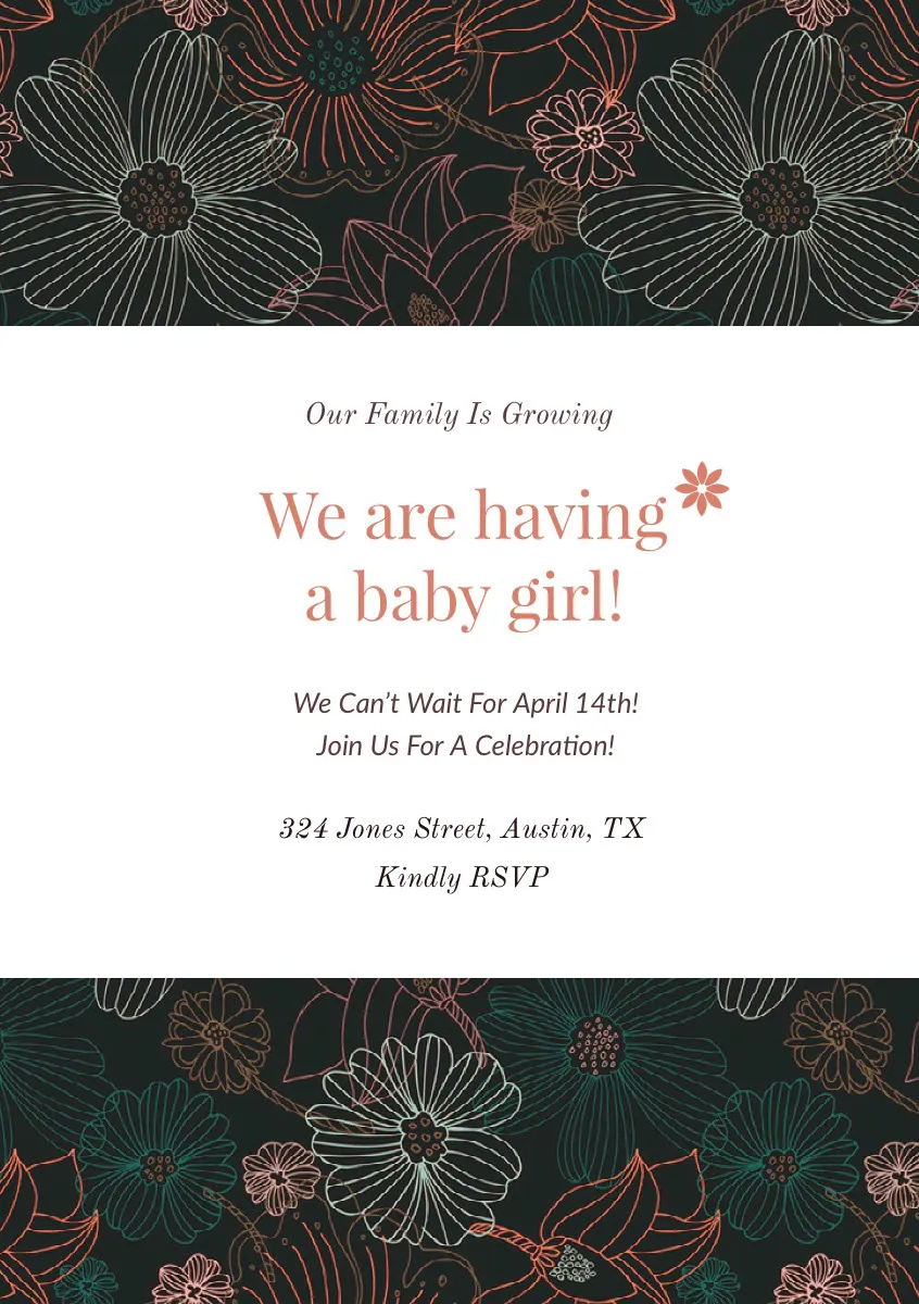 Floral Pregnancy Announcement Card