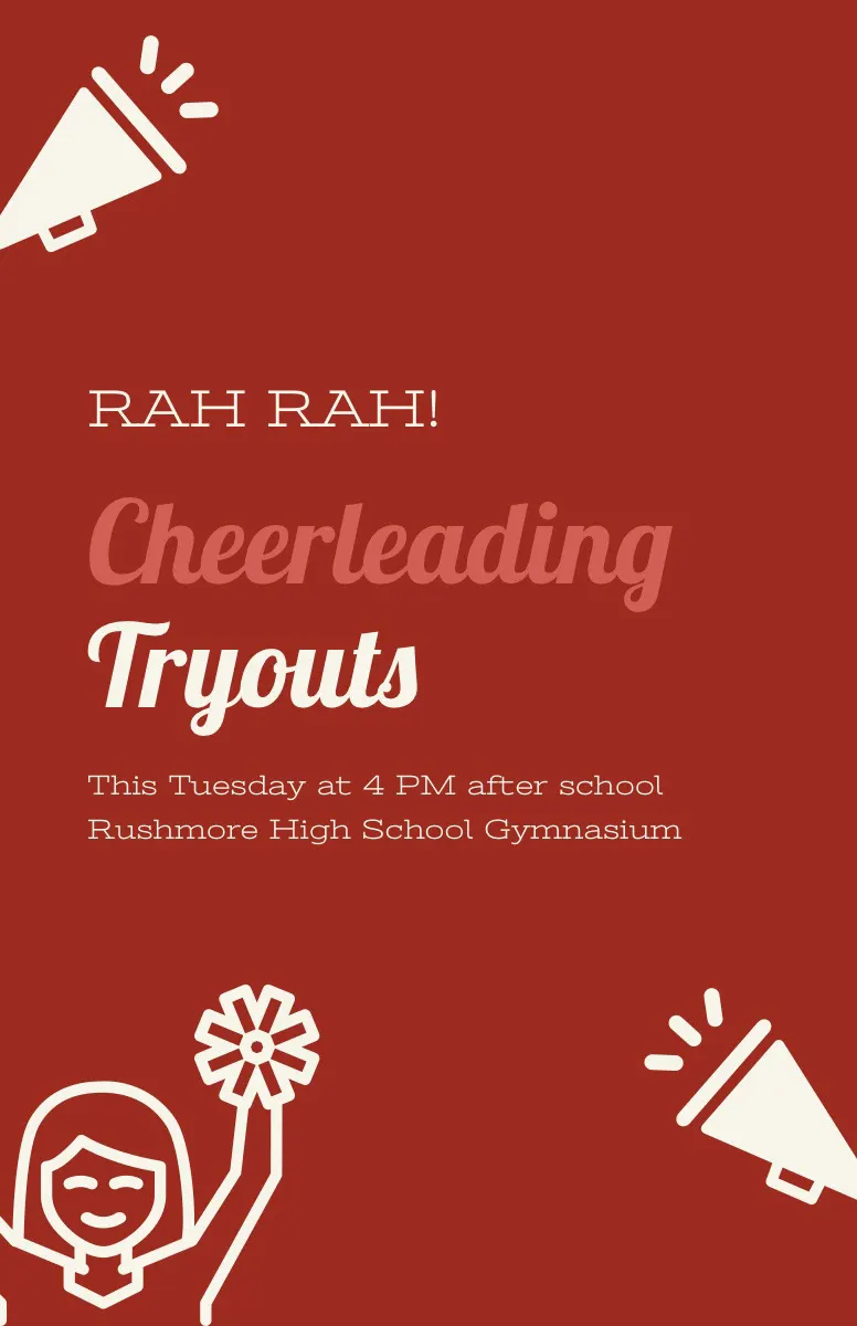 White and Claret Cheerleading Tryouts Poster