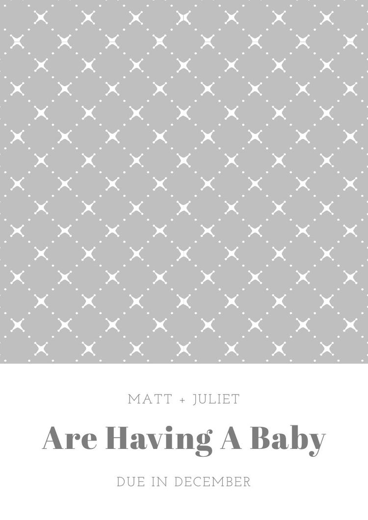 Silver Pattern Pregnancy Announcement Card