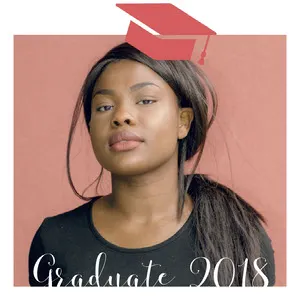 Graduation Announcement Square Instagram Graphic with Woman with Mortarboard Graduation Announcement