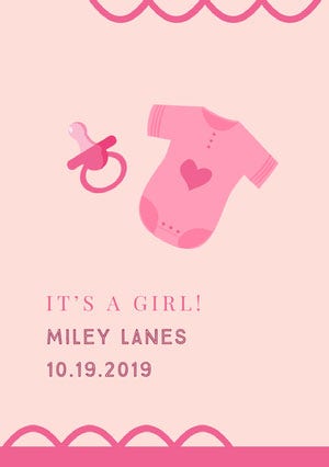 Pink Birth Announcement Birth Announcement
