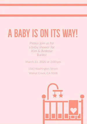 Red and Pink Baby Shower Invitation Pregnancy Announcement