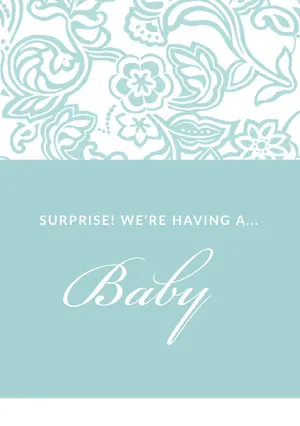 Light Blue Floral Pregnancy Announcement Card Pregnancy Announcement