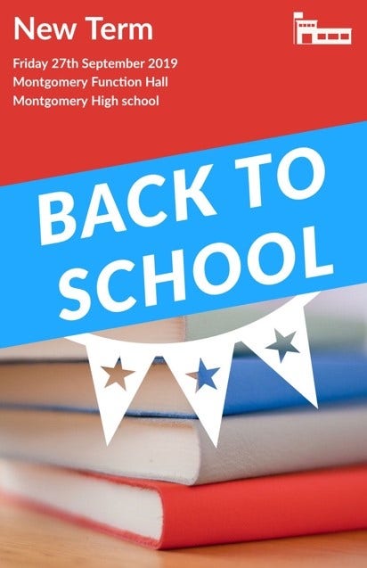 Red and Blue Back To School Poster