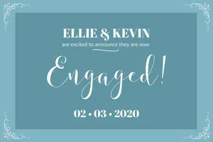 Blue Elegant Calligraphy Engagement Announcement Card Engagement Announcement