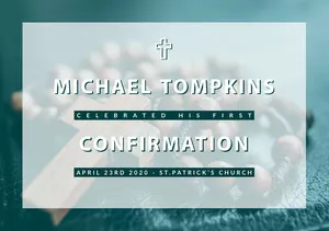 Blue and White, Light Toned Confirmation Announcement Card Confirmation Annoucement