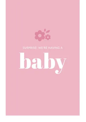 Pink Minimalist Pregnancy Announcement Card with Flower Pregnancy Announcement