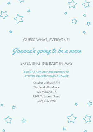 Blue Pregnancy Announcement Card with Stars Pregnancy Announcement