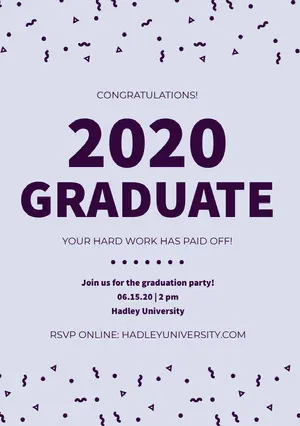 Blue Graduation Party Announcement Card with Confetti Graduation Announcement
