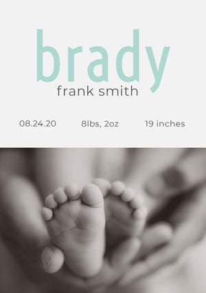 Blue and Gray Baby Boy Birth Announcement Card Birth Announcement