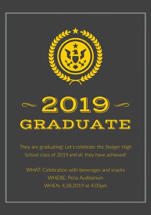 Gray and Yellow Graduation Announcement Card Graduation Announcement