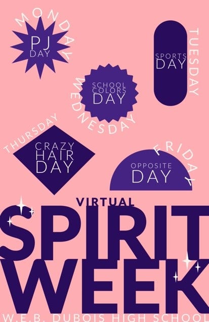 pink virtual spirit week poster