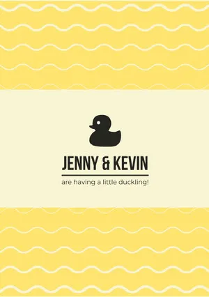 Yellow Pregnancy Announcement Card with Waves and Rubber Duck Pregnancy Announcement